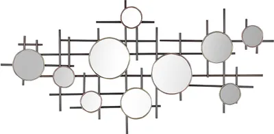 Produktbild von BELIANI Wandspiegel Schwarz / Messing / Kupfer 113 x 55 cm Metall Abstrakte Form Modern Industriell