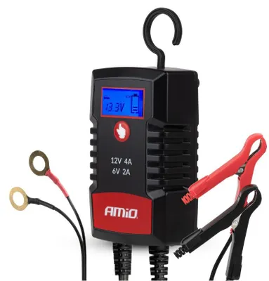 Image de AMiO Chargeur de batterie automobile Chargeur de batterie pour voitures, camions et motos 04531