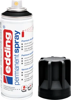 Zdjęcie produktu dla edding 5200 Permanent Spray - głęboka czerń matowa - 200 ml - farba akrylowa do malowania i dekoracji szkła, metalu, drewna, ceramiki, plastiku, płótna - farba w sprayu, akryl w sprayu, kolor w sprayu