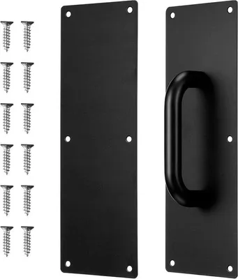 Produktbild von Edelstahl Drückplatten für Türgriffe, schwarz, kommersiell