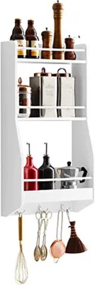 Produktbild von Famanu Wandregal mit 3 Regalen & 3 Haken - Weiß