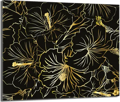 Obrázok produktu pre Kryt varnej dosky 60x52 Keramický kryt varnej dosky Splashback Sklenená doska Deco Doska na krájanie, kvetinová čierna