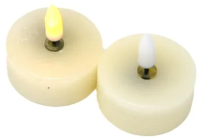 Produktbild von LED Teelichter Echtwachs Flackereffekt 2er Set Creme Rund Ø 4,5 cm
