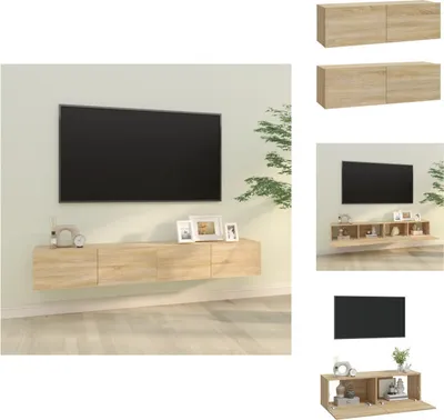 Produktbild von vidaXL TV-Wandschränke 2 Stk. Sonoma-Eiche 100x30x30 cm Holzwerkstoff - TV-Möbel