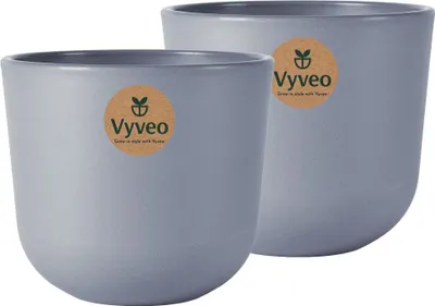 Image de Vyveo - Pot de fleurs Soren - Lot de 2 - Gris foncé - 13 x 12