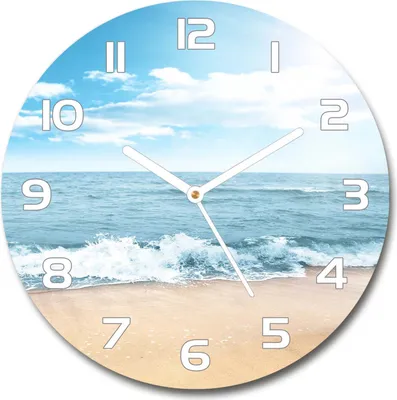 Produktbild von Wanduhr aus Glas 30fi Glasbild Glasuhr Gehärtetes Glas - weisse-zeiger - Beach