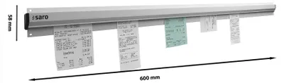Produktbild von SARO Bonhalter aus satiniertem Aluminium – 600 mm – Für Küche & Theke – Mit Klebestreifen & Schraublöchern – Schnelles Einstecken ohne Verletzungsgefa