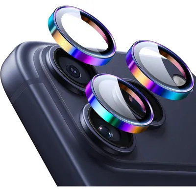 Immagine prodotto di Protezione per fotocamera di iPhone 17/16/15/14 Pro/Pro Max, realizzata in vetro temperato, resistente ai graffi, qualità HD, confezione singola, colore cromatico