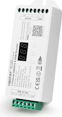 Produktbild von MiBoxer D1-CX 1-Kanal DMX512/RDM LED-Decoder – Konstantspannung, 12–24 V, 20 A