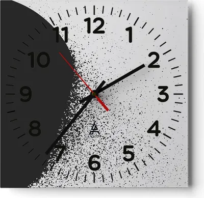 Produktbild von Wanduhr - Quadrat - Glasuhr - Abstraktion Schwarzweiß Geometrie - 40x40cm - Schleichendes Uhrwerk - Lautlos - zum Aufhängen bereit - Dekoration Modern - Wanddekoration aus Glas - C4AC40x40-4922