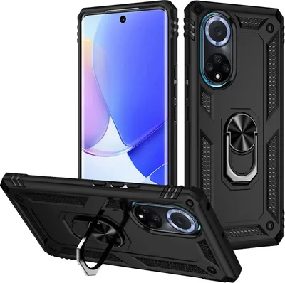 Obrázek produktu pro Pouzdro pro Honor 50 dvouvrstvé robustní, vojenská ochrana pouzdro s držákem prstenu a stojánkem černé