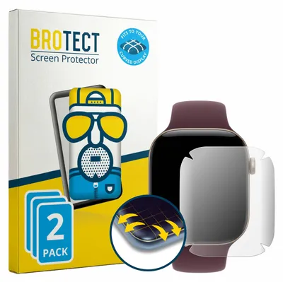 Produktbild von 2x BROTECT Fullscreen Schutzfolie für Apple Watch Series 12 (46 mm) Displayschutz Folie Fullcover Matt Entspiegelungsfolie