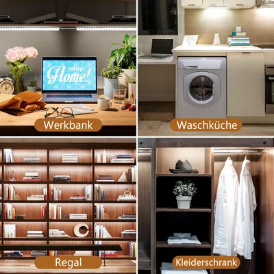 Produktbild von LED Unterbauleuchte Küche 3er-Set Verbindbar, LED Lichtleiste Dimmbar Kaltweiß,Schrankbeleuchtung Memory Funktion 30cm für Küche, Schrank, Regal