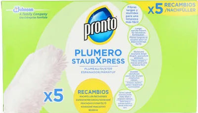 The image shows the packaging of a Pronto Plumero StaubXpress refill pack.