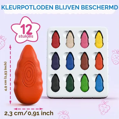Image de 12 crayons de couleur pour bébé + crayons de couleur non toxiques pour les enfants de 1 à 3 ans | Crayons de couleur lavables pour les enfants de 4 à 8 ans