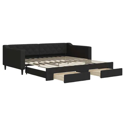 Zdjęcie produktu dla vidaXL Rozkładane łóżko dzienne z szufladami czarne 100x200 cm tkanina