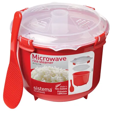 Image de sistema® SI1110 Cuiseur à riz pour micro-ondes hauteur 16,1 cm rouge 2,6 l