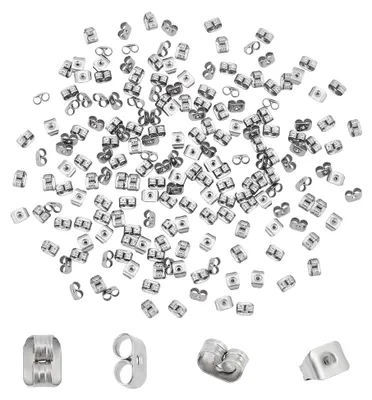 Produktbild von Pandahall 100 Stück Edelstahl Vierkantohrring Hintermutter Erdnussverschluss Stopper Schmetterlingskupplungen Schmuck Ohrringkomponenten 5x3,5x2mm