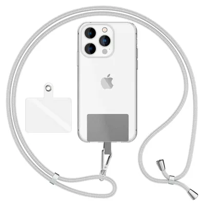 Immagine prodotto di HoldMe Air Edition - Cordino universale con 2 cuscinetti e moschettone (argento) - Cinturino per cellulare da 160 cm - grigio chiaro
