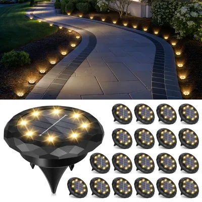Immagine prodotto di 20 luci solari per esterni, con 8 LED, grado di protezione IP65 (resistenti all'acqua)