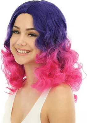 Immagine prodotto di Candy Parrucca riccia per capelli lunghi Viola Rosa Stylable e resistente al calore per le donne