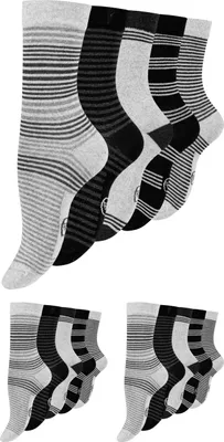 Produktbild von Paolo Renzo 15 Paar Süße Damensocken & Mädchensocken Geringelt Größe 39/42 - Grautöne