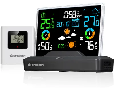 Produktbild von Bresser Wetterstation Funk mit Außensensor, rahmenloses Farbdisplay