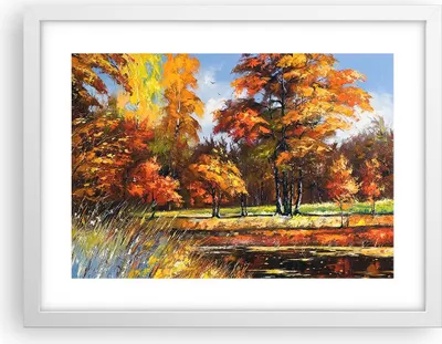 Produktbild von Gerahmtes Poster - Weißer Rahmen - Park Herbst Wasser - 40x30 cm - Wand Bild - Wanddeko - Wandbilder - Kunstposter - Wandposter - Bilderrahmen - Bilder - Kunstdruck - Wandbild - P2WAA40x30-3536