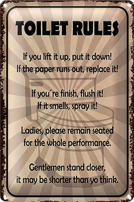 Produktbild von Blechschild Spruch 20x30cm toilet rules if you lift it up