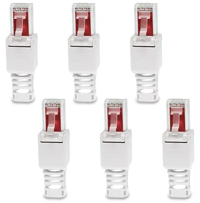 Produktbild von Netzwerkstecker Cat 6 RJ45 Stecker 6x Steckverbinder werkzeuglos Zugentlastung
