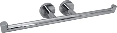 Produktbild von BOMEGA Papierrollenhalter Doppelarm Messing Chrom poliert 385x55x85 mm für Bad & WC >> zum Bohren oder Kleben