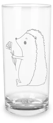 Produktbild von Mr. & Mrs. Panda Glas Igel Blumen 400 ml - Transparent - Geschenk, krank, Lustige Sprüche, Besuch, Longdrinkglas, Gute Besserung, Krankheit, Krankenhaus, Tumbler