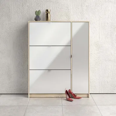 Produktbild von Schuhschrank - Schuhregal Eiche Braun 24,05x98,8x123,6h cm