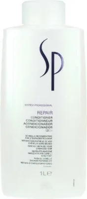 A white bottle of Wella Professionals SP Repair Conditioner.