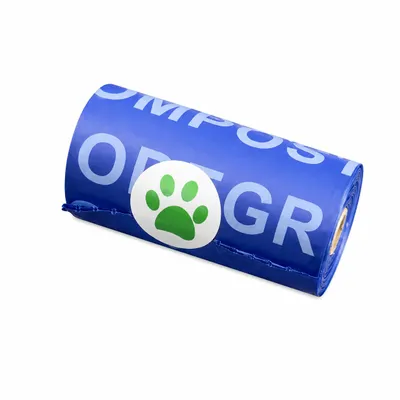 Produktbild von Kompostierbare  Hundekotbeutel aus Maisstärke 23x33 cm 15 µm Navy – 60 Stück je Pack – 6000 Stück Karton – RyanPack, KI-generiertes Bild