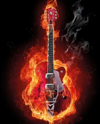Produktbild von Wallario Sticker / Aufkleber für Kühlschrank / Geschirrspüler / Küchenschränke, selbstklebende Folie - 60 x 80 cm, Motiv: Brennende Gitarre