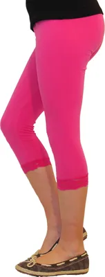 Zdjęcie produktu dla Dziewczęce legginsy dziecięce spodnie capri 3/4 krótkie z koronką bawełna różowy 146