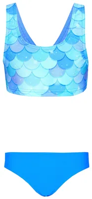 Produktbild von Aquarti Mädchen Sport Bikini Racerback Bustier & Bikinislip, Farbe: Meerjungfrau Blau / Türkis, Größe: 122