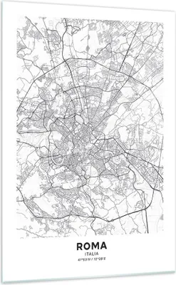 Produktbild von Bilder auf glas - Einteilig - Stadt Karte Rom - 70x100cm - Glasbilder - Wandbilder - Bilder - zum Aufhängen bereit - Wanddekoration aus Glas - Glas Bilder - Wandbild auf Glas - GPA70x100-4682
