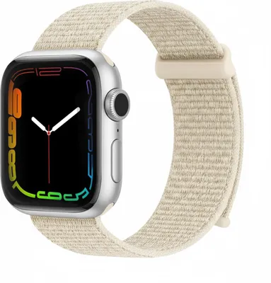 Produktbild von Smartwatch Armband für Apple Watch Series 3 38mm Nylon Textil Band Ersatzband Wechselband Klettverschluss flexibel atmungsaktiv Beige