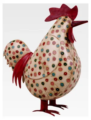 Produktbild von Deko-Huhn Gartenfigur aus Metall, bunt bemalt
