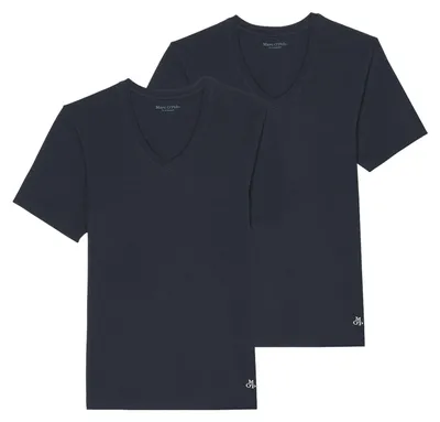 Produktbild von Marc O'Polo Herren Essentials 2er-Pack V-Ausschnitt-Shirt, Blau