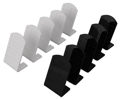 Imagen del producto de 10 unidades de organizador para pendientes con 24 compartimentos, forma de L, de acrílico, para exhibir aretes y joyas. Ideal para niñas y mujeres. Color: y blanco