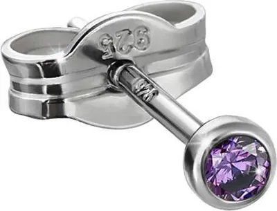 Produktbild von Single Ohrstecker 925 Silber Rhodiniert 2,50mm Amethyst Zirkonia 6676