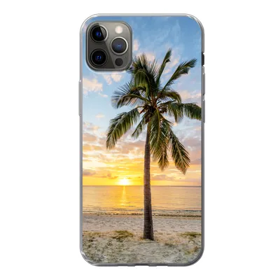 Produktbild von MuchoWow® Handyhülle Schutzhülle Hülle für iPhone 13 Pro Max Strand - Palme - Sonnenuntergang Silikon Softcase Handy Hülle - Mobiltelefon