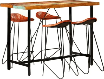 Produktbild von 5-tlg. Bar-Set Recyceltes Massivholz und Echtleder