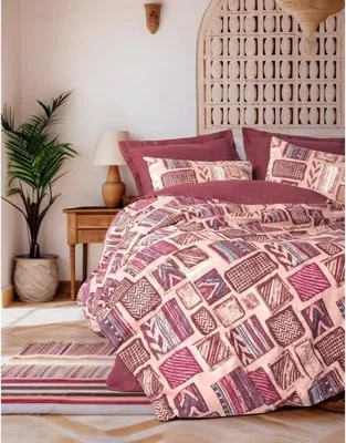 Produktbild von Bettwäsche-Set, 220 x 240 cm, 100% Baumwolle Renforcé, 2 Kissenbezüge 60 x 60 cm, Bordeauxrot