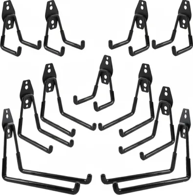 Immagine prodotto di Set di 11 ganci da parete BOTLE, ganci per attrezzi, "dritti" S, M, L, acciaio con PVC, per garage, officina, utensili elettrici, attrezzature sportive, ganci doppi, portata fino a 40 kg Cavo di prolunga