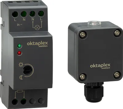 Produktbild von Oktaplex Dämmerungsschalter für Hutschiene 230V externer Dämmerungssensor IP65 anthrazit