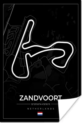 Produktbild von MuchoWow® Poster Formel 1 - Rundkurs Zandvoort - Rennstrecke - Niederlande - Schwarz 120x180 cm - Kunstposter